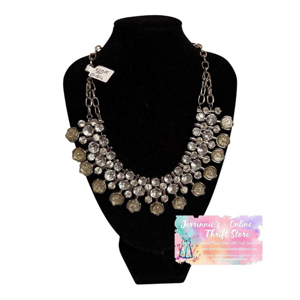Vintage Rhinestone‎ Necklace with Yellow and Glass Rhinestones